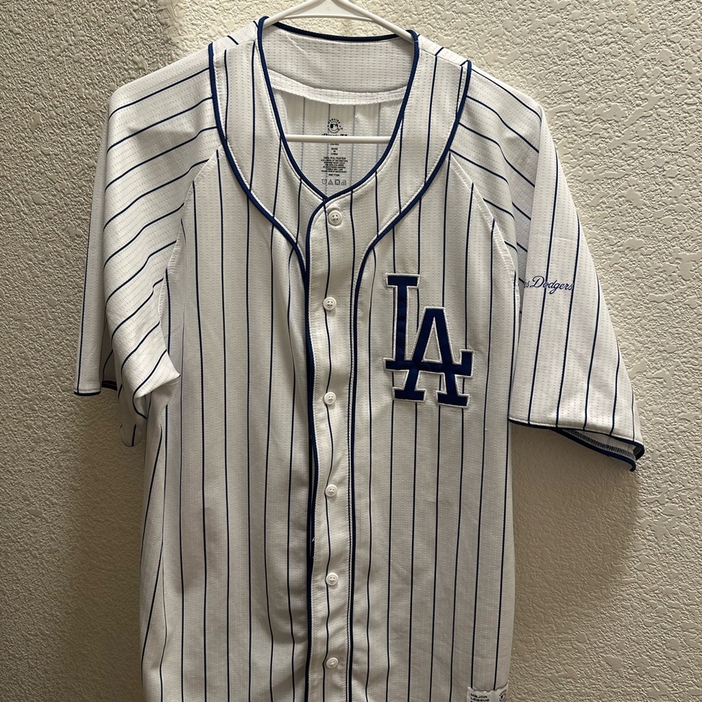 White and Blue Striped LA Dodgers Jersey